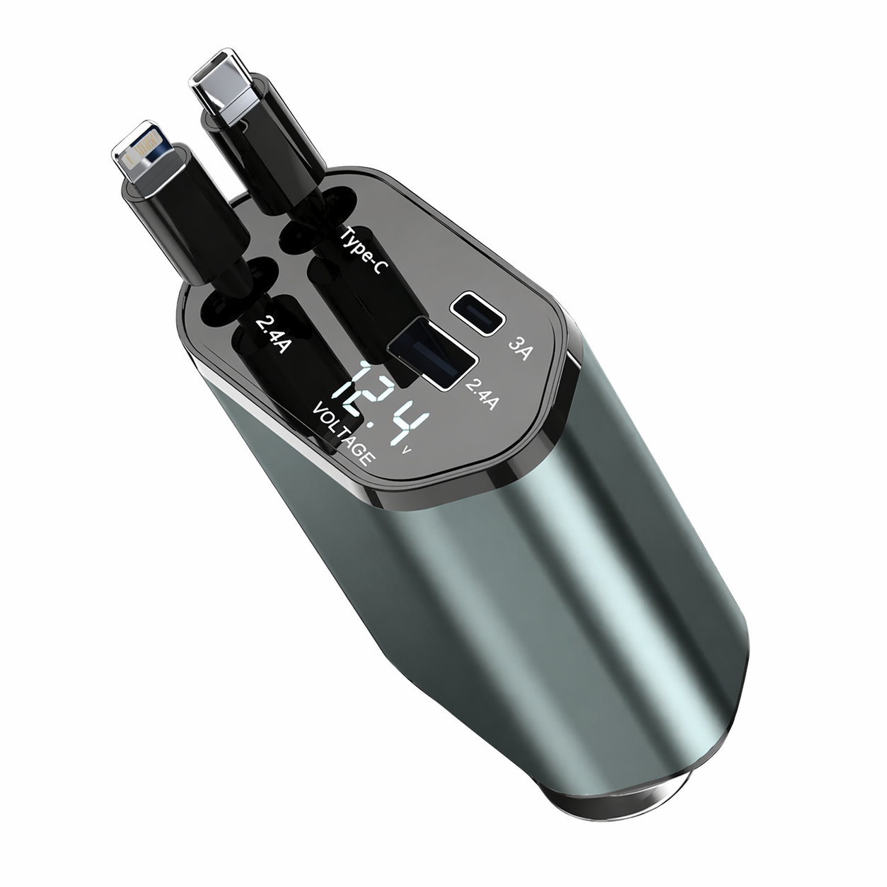 4 in 1 120W Retractable Car Charger USB Type C Fast